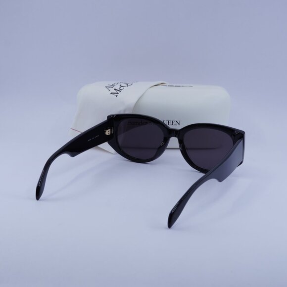 Alexander McQueen AM0330S 002 Sunglasses Black Oval Frame, Grey Lenses - Picture 10 of 10